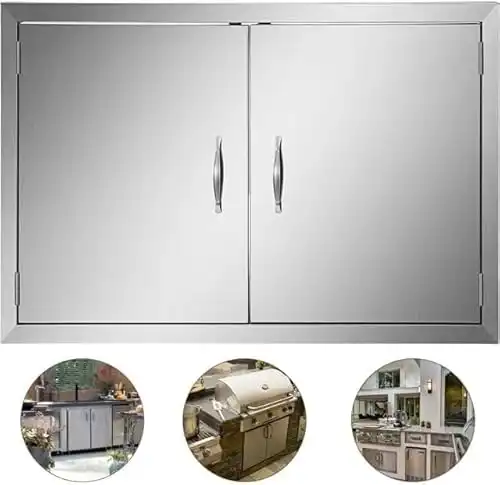 BBQ Double Access Doors Stainless Steel, 30.5W x 241H Inch, Doubl Door Panel Outdoor Kitchen Doors, BBQ Access Door for BBQ Island, Grilling Station, Outside Cabinet