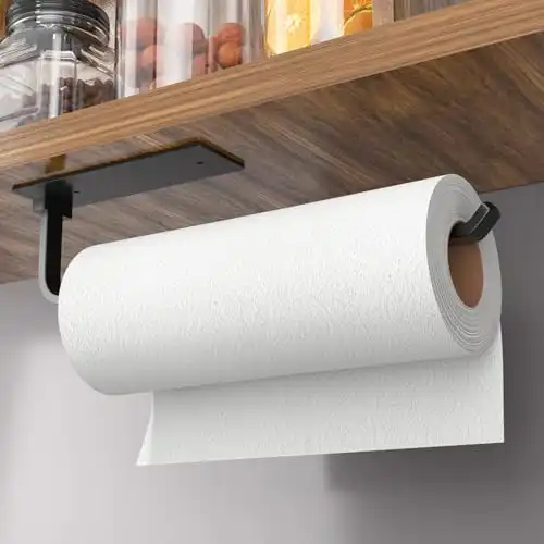 Paper Towel Holder - Self-Adhesive or Drilling Matte Black