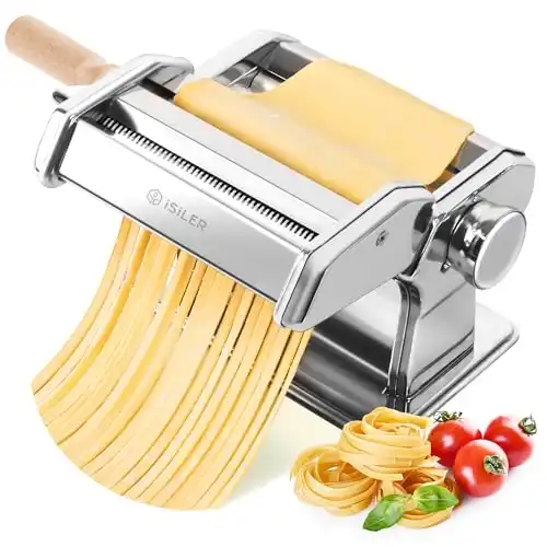 ISILER Pasta Maker 9 Adjustable Thickness Settings 2-in-1