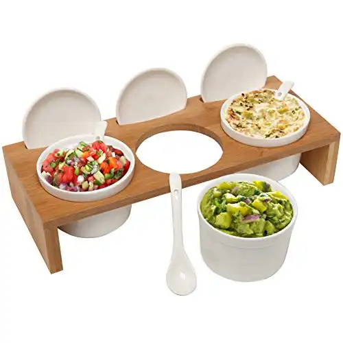 MyGift Bamboo Condiment Serving Set