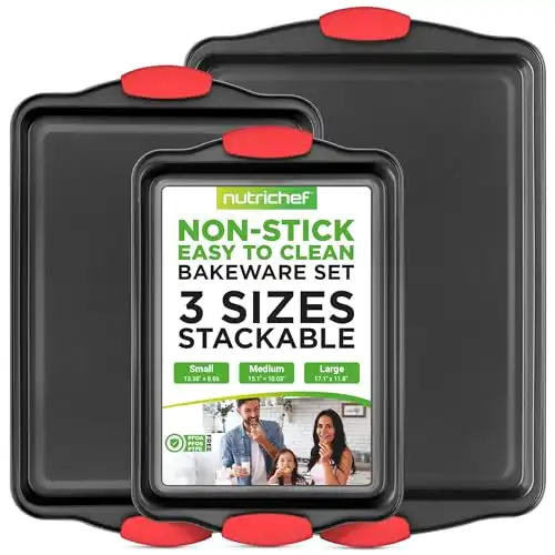 NutriChef 3-Piece Baking Pans Set