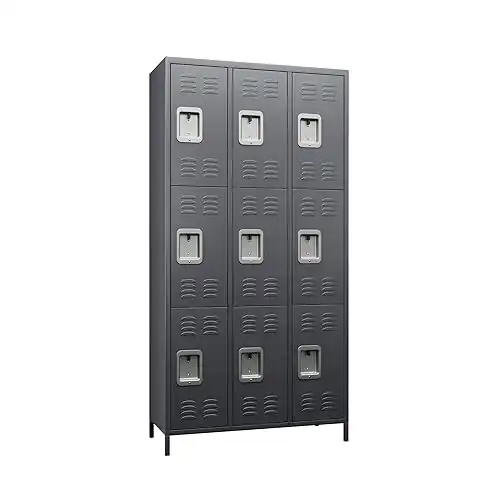 9-Door Metal Storage Locker, Dark Grey