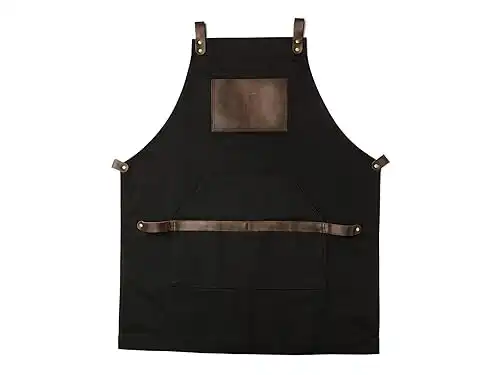 Black Canvas Leather Chef Apron