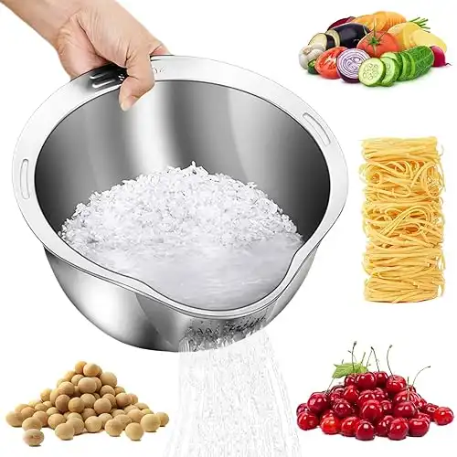 4-in-1 Stainless Steel Rice Washer Bowl