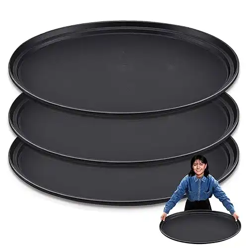 3-Piece Large Oval Non-Slip Serving Trays