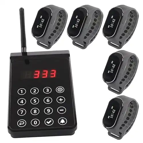 Wireless Restaurant Pager System, 5 Receivers